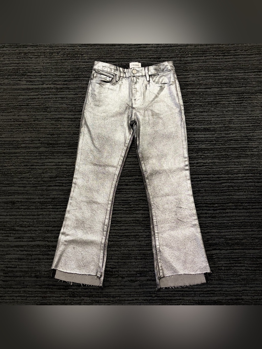 FRAME Le Crop Mini Boot Metallic Raw Hem High Rise Jeans